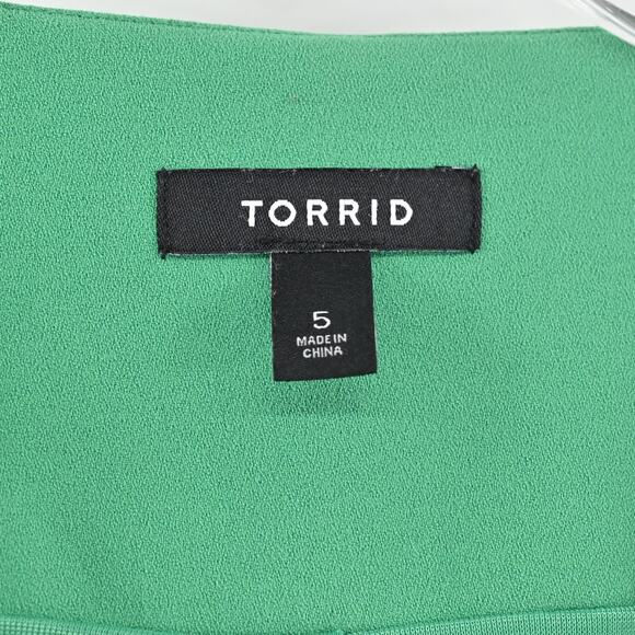 TORRID Blazer‎ Womens Size 5 Green Ruched 3/4 Sleeve Open Front Jacket Career - Picture 7 of 14